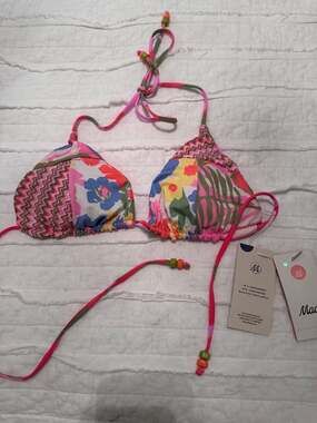 Maaji Deep Pink Balmy Sliding Triangle Reversible Bikini Top